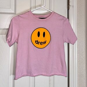 👍🏻 Drew House pink smiley crop top for women or short sleeve top for girls